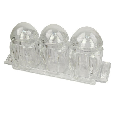 Набор пластиковый для специй 7 предметов ложка подставка прозрачный Jam Jar white Fessle Набор пластиковый для специй 7 предметов ложка подставка прозрачный Jam Jar white Fessle