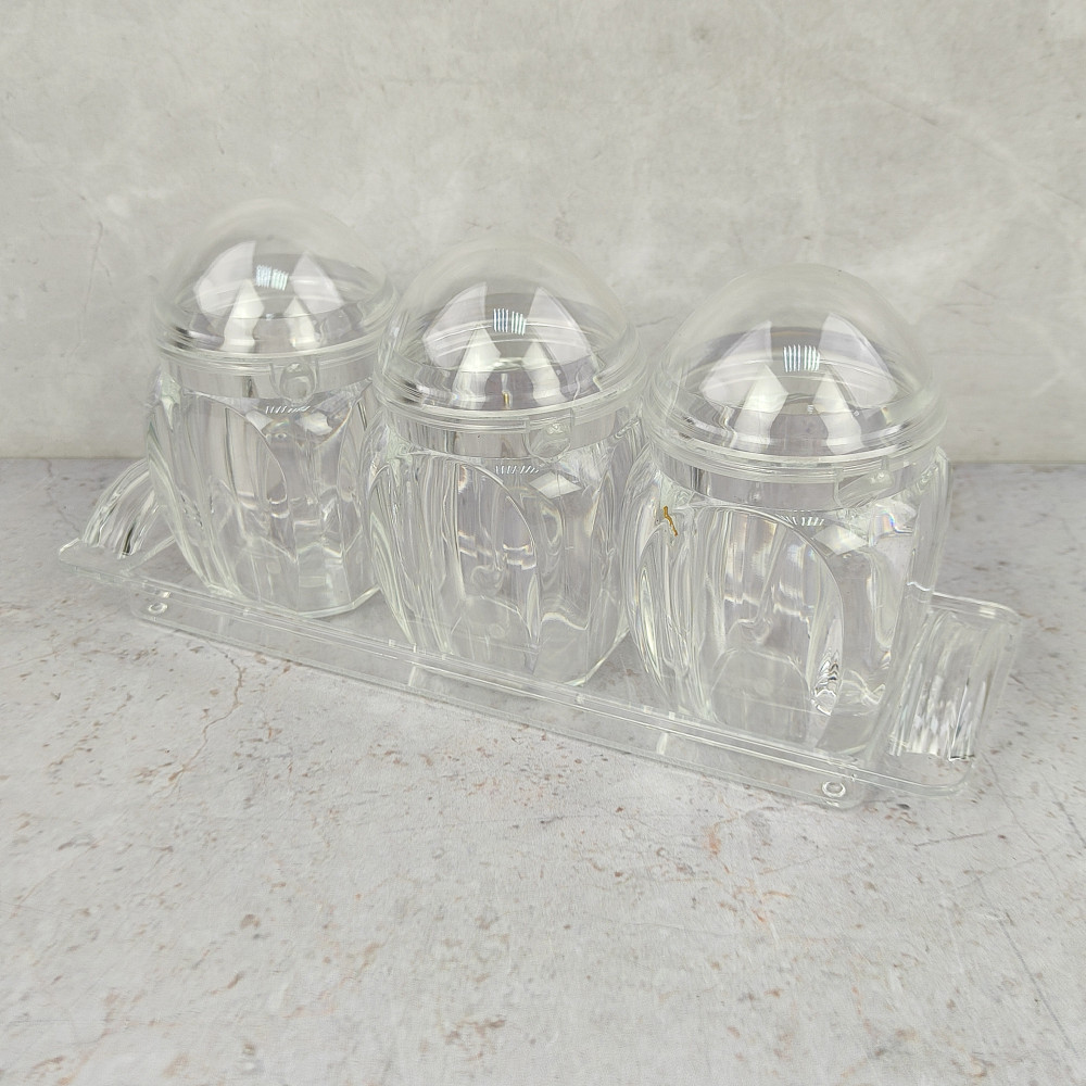 Набор пластиковый для специй 7 предметов ложка подставка прозрачный Jam Jar white Fessle