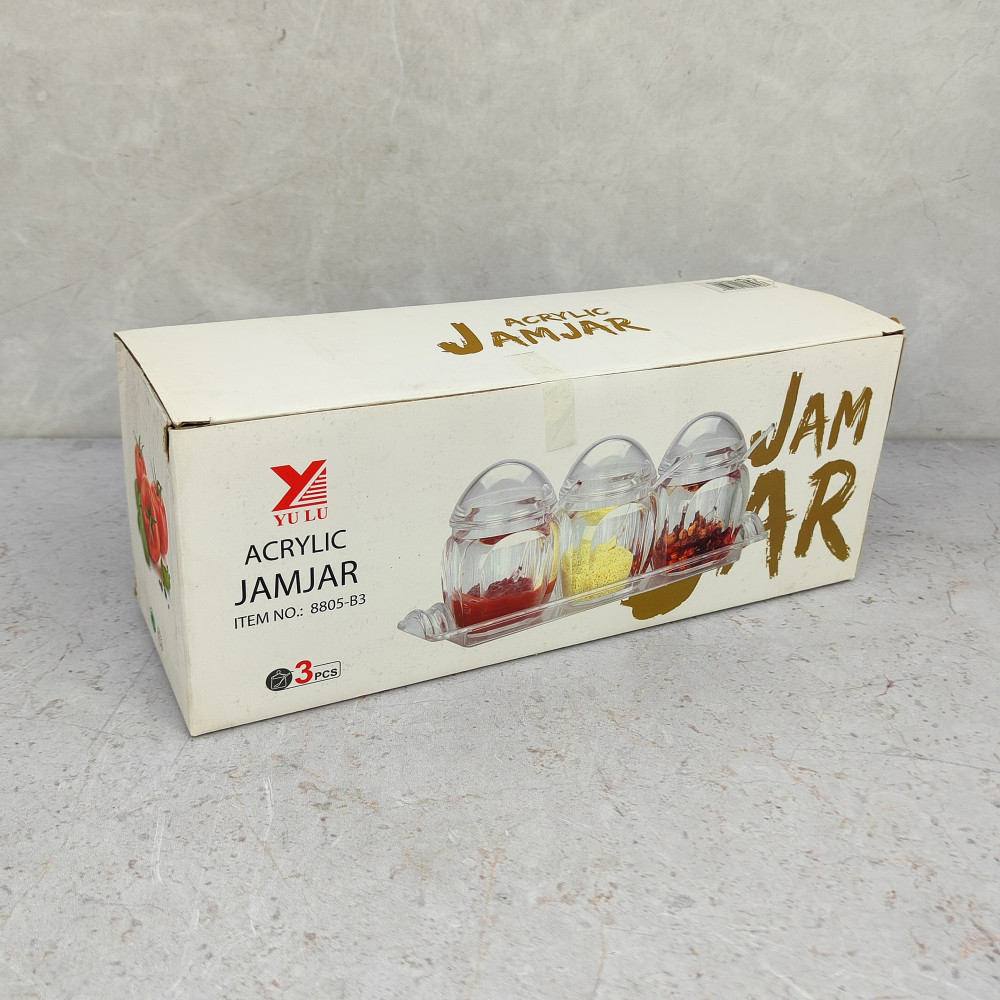 Набор пластиковый для специй 7 предметов ложка подставка прозрачный Jam Jar white Fessle