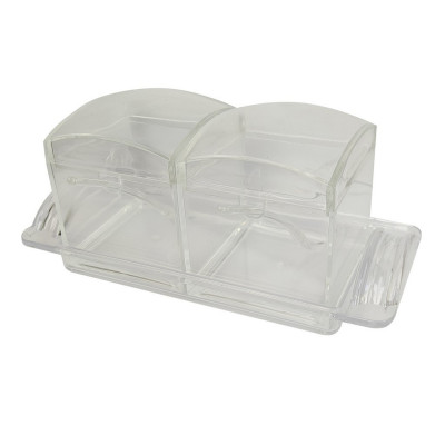 Набор пластиковый для специй 5 предметов ложка подставка прозрачный Jam Jar white Fessle Набор пластиковый для специй 5 предметов ложка подставка прозрачный Jam Jar white Fessle