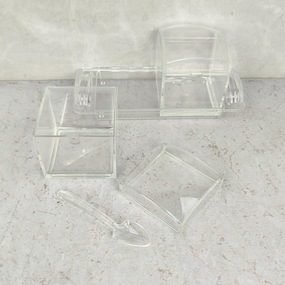 Набор пластиковый для специй 5 предметов ложка подставка прозрачный Jam Jar white Fessle
