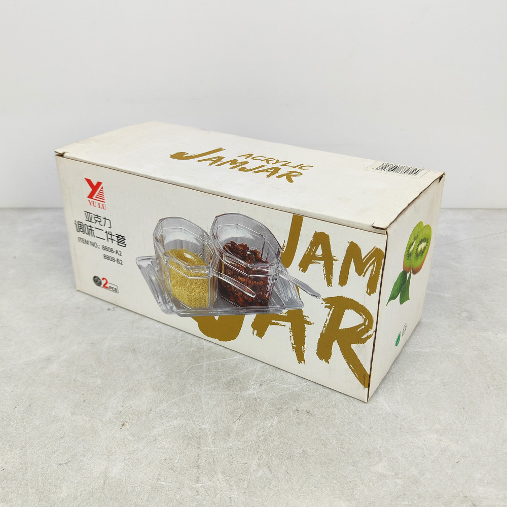 Набор пластиковый для специй 5 предметов ложка подставка прозрачный Jam Jar white Fessle