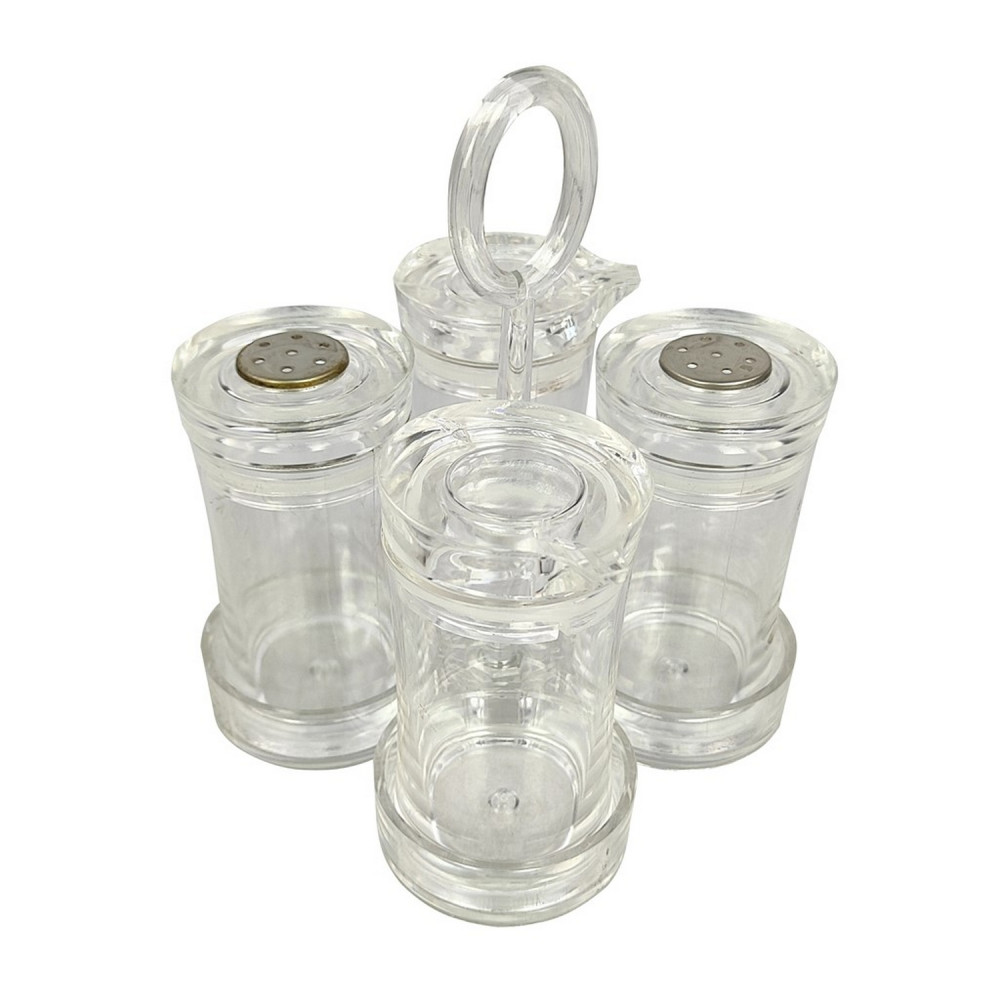 Набор пластиковый для специй 5 предметов подставка прозрачный Jam Jar white Fessle