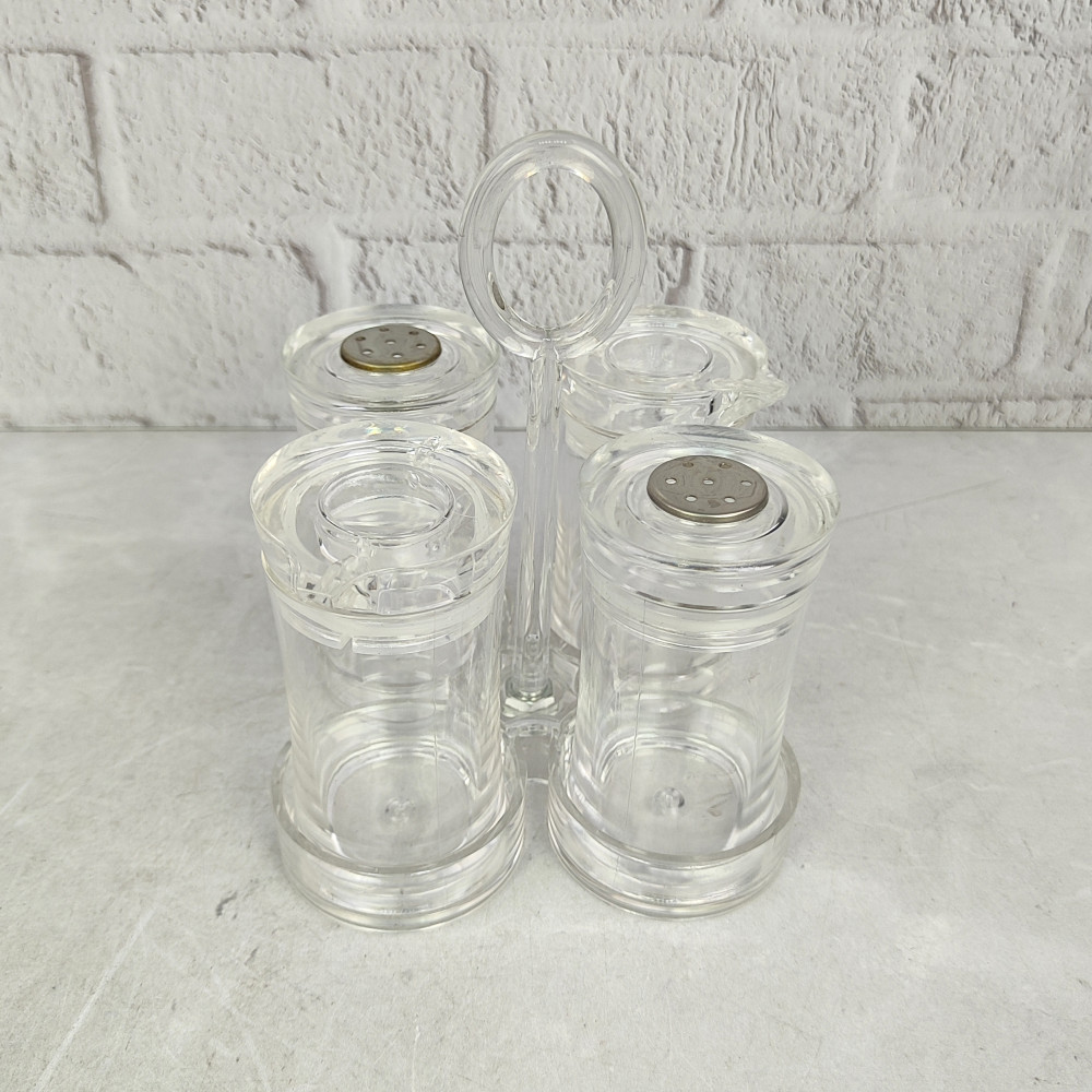 Набор пластиковый для специй 5 предметов подставка прозрачный Jam Jar white Fessle
