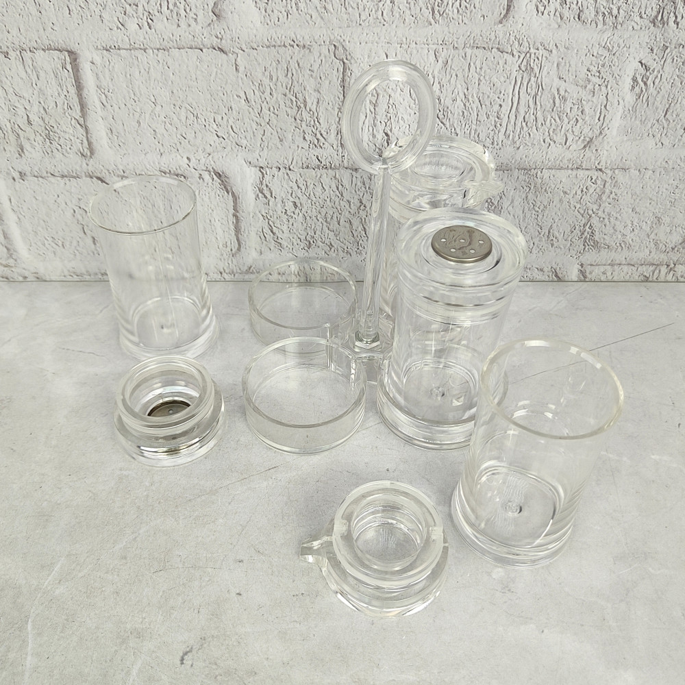 Набор пластиковый для специй 5 предметов подставка прозрачный Jam Jar white Fessle