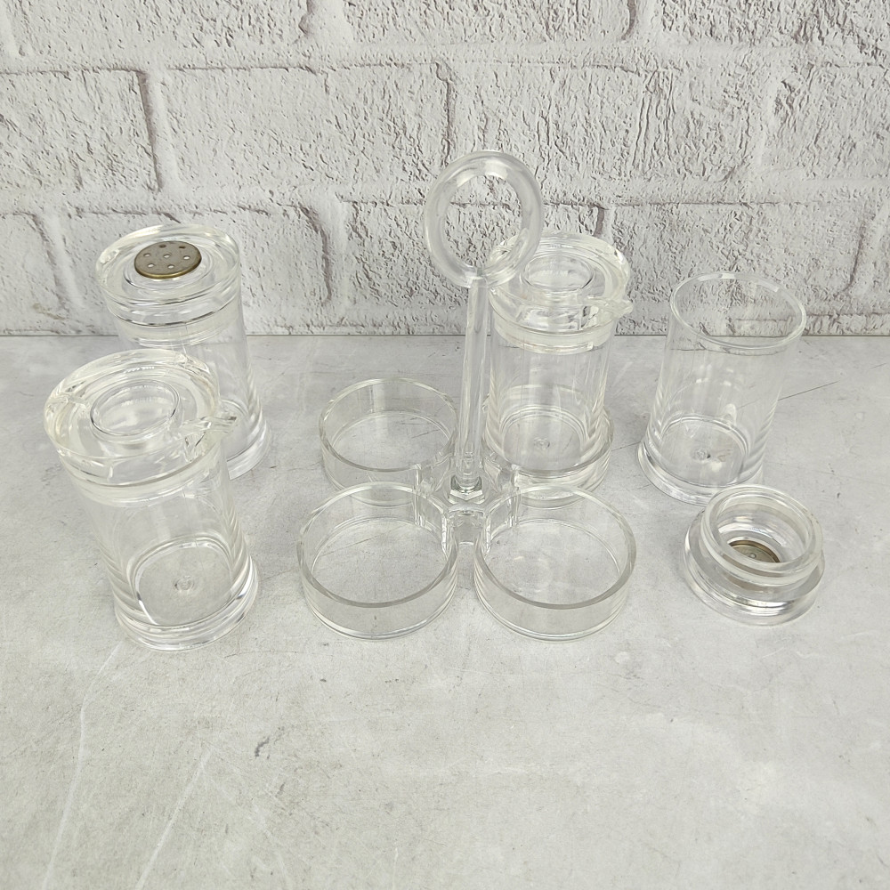 Набор пластиковый для специй 5 предметов подставка прозрачный Jam Jar white Fessle
