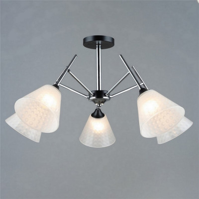 Люстра 5 плафонов 75*37 см Е27 60Вт 20м2 плафон стекло черный серебро Baizheng