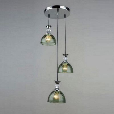 Люстра кухонная 3 плафона 33*80 см Е27 60Вт 12м2 плафон стекло хром Baizheng