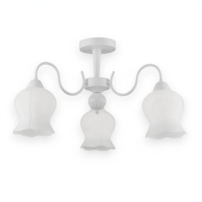 Люстра 3 плафона 57*33 см Е27 60Вт 12м2 плафон стекло белый Baizheng