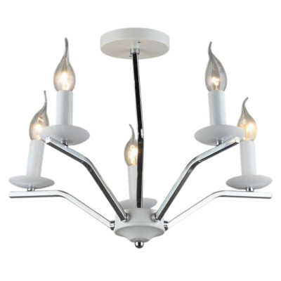 Люстра 5 плафонов 46*37 см Е14 60Вт 20м2 плафон стекло хром белый Baizheng