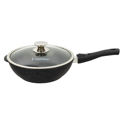 Сотейник алюминиевый 26х8,2 см съемная ручка стеклянная крышка индукция под упак Гранит Induction Горница
