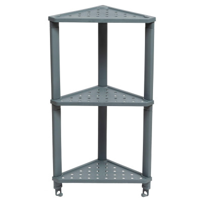 Этажерка пластиковая угловая 3-х ярусная 365х260х680 мм подвесная серый Vikea Violet