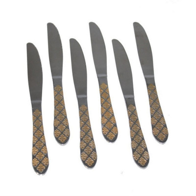 Нож нерж сталь столовый 23х2 см 6 шт серебро золото Baizheng Нож нерж сталь столовый 23х2 см 6 шт серебро золото Baizheng