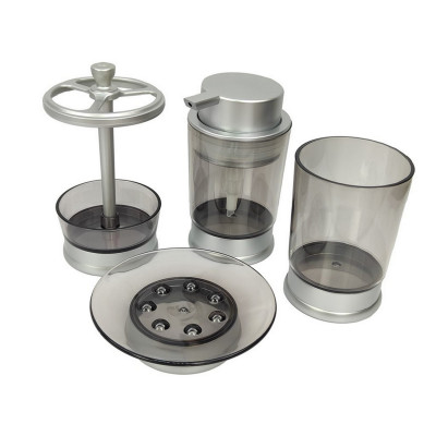 Набор пластиковый для ванной 4 предмета серебро TY-8011 Baizheng