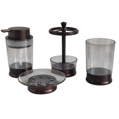 Набор пластиковый для ванной 4 предмета темно бронзовый TY-8011 Baizheng