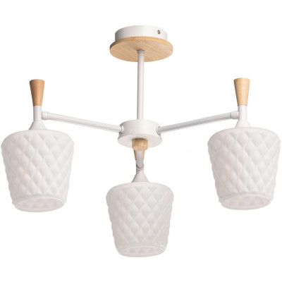 Люстра 3 плафона 57*37 см Е27 60Вт 12м2 плафон стекло белый-дерево Baizheng Люстра 3 плафона 57*37 см Е27 60Вт 12м2 плафон стекло белый-дерево Baizheng