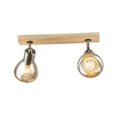 Светильник спот 2 плафона 42*10*17 см Е27 60Вт 9м2 плафон стекло бронза-дерево Baizheng