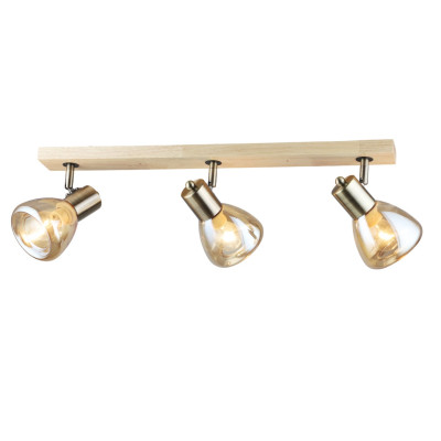 Светильник спот 3 плафона 65*10*17 см Е14 60Вт 12м2 плафон стекло бронза-дерево Baizheng