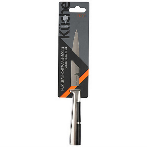 Нож нержавеющая сталь лезвие 12,7 см 2,5 мм универсал цельнометаличческая ручка с вставкой пластик Profi Leonord
