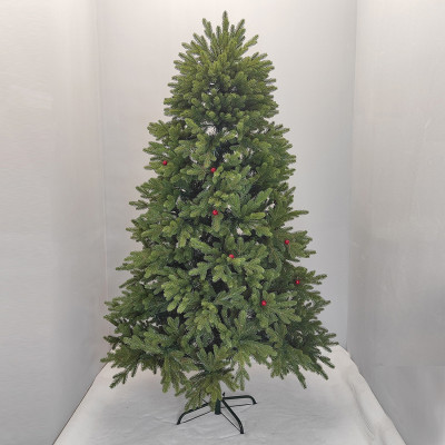 Ель искусственная 210 см литая шишки ягоды металл подставка 90 Fex Ель искусственная 210 см литая шишки ягоды металл подставка 90 Fex