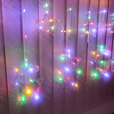 Гирлянда светодиодная 3 м 5 звезд 5 оленей 50*70 мм бахрома пластик мультицвет NP-1289 Fex