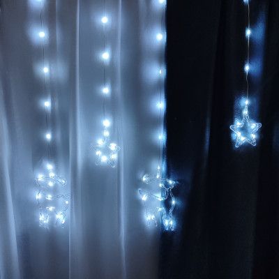 Гирлянда светодиодная 3 м 5 звезд 5 оленей 50*70 мм бахрома пластик белый NP-1290Fex Гирлянда светодиодная 3 м 5 звезд 5 оленей 50*70 мм бахрома пластик белый NP-1290Fex