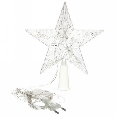 Верхушка светодиодная на елку Звезда 10 led 15 см мультиколор Серпантин