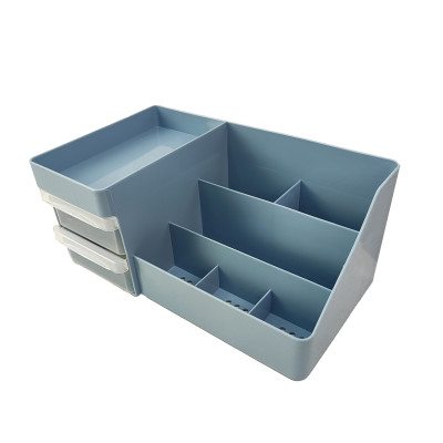 Органайзер пластиковый 258х160х115 см для косметики серо-синий /прозрачный Виолет