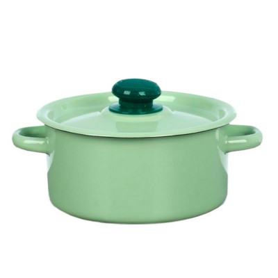Кастрюля эмалированная 2 л пласт кнопка цилиндрическая салатовый Стальэмаль