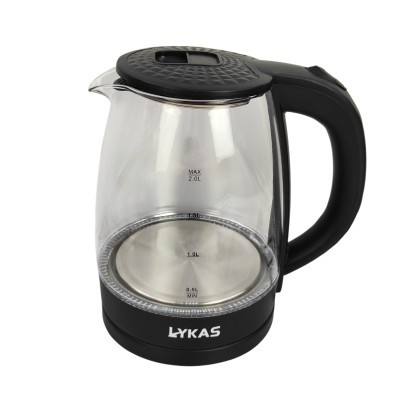 Чайник стеклянный электрический 2 л 1,85 кВт подстветка черный L-0605 Lykas