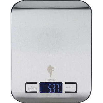 Весы кухонные электронные нерж сталь 5 кг 18х13,7 см LE-1702 Leonord