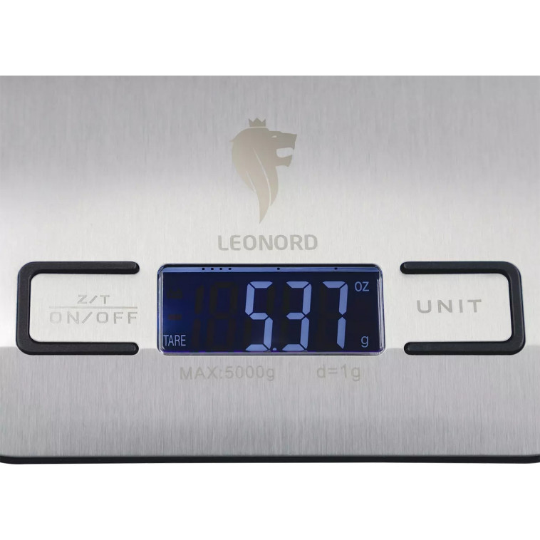Изображение Весы кухонные электронные нерж сталь 5 кг 18х13,7 см LE-1702 Leonord