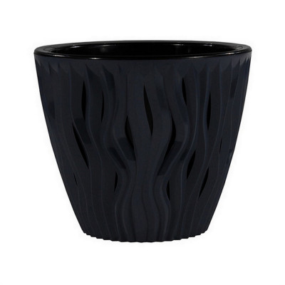 Кашпо пластиковое  5,7 л антрацит черная вставка Вдохновение Bmc