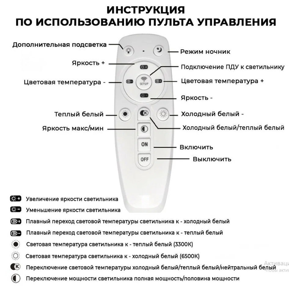 Люстра светодиодная Baizheng 4 плафона, 3 режима, 80Вт, 20м2, 4200LM, белая 12*40*58см