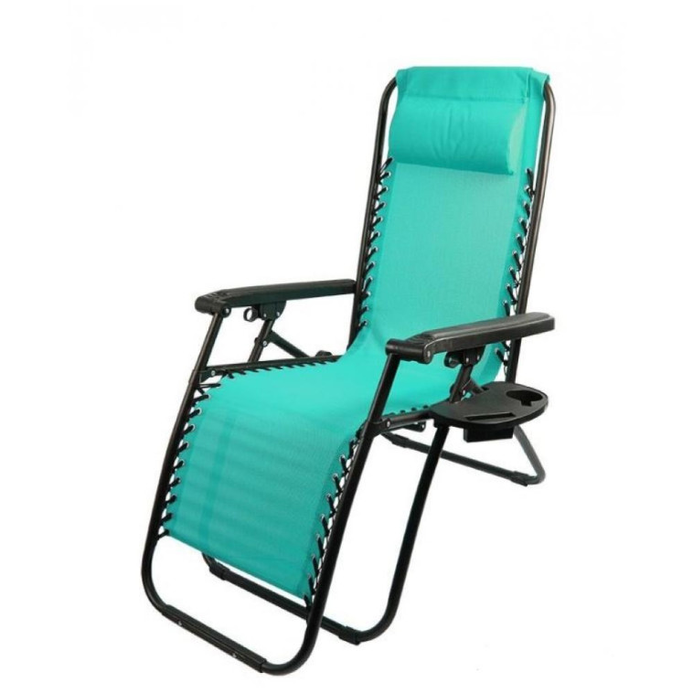 Кресло-шезлонг туристическое складное 180*66*110 см нагрузка 120 кг мятный Люкс Ecos