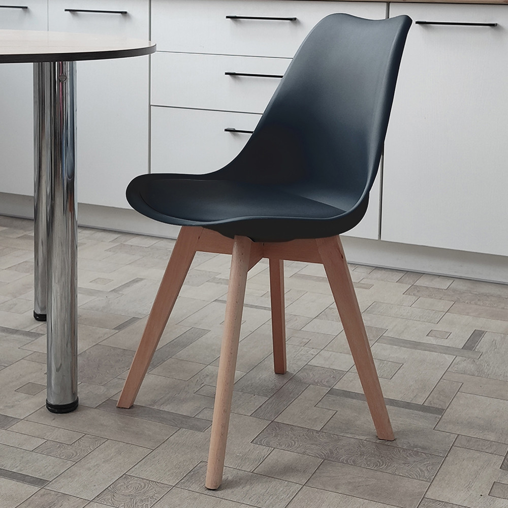 Стул Baizheng 46×49×82 см, полипропилен, мягкое сиденье, черный, до 120 кг