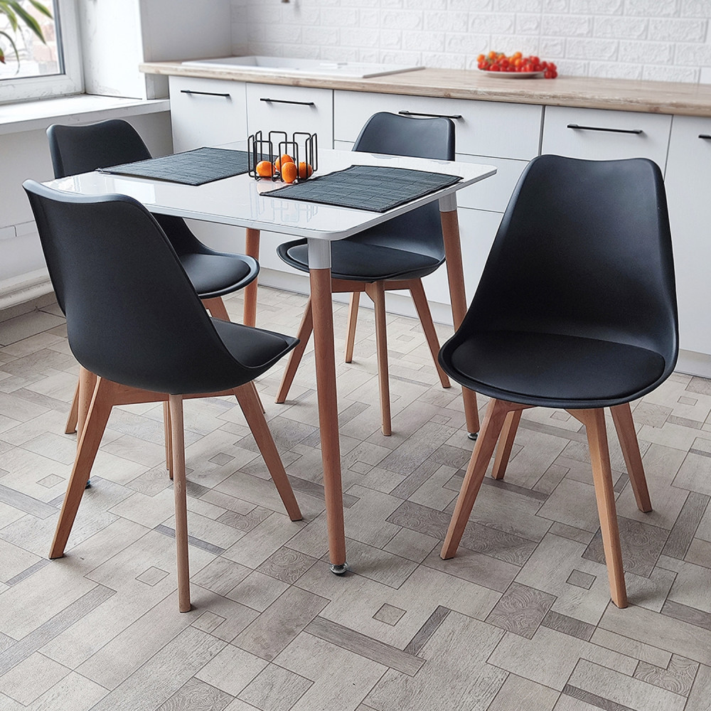 Стул Baizheng 46×49×82 см, полипропилен, мягкое сиденье, черный, до 120 кг