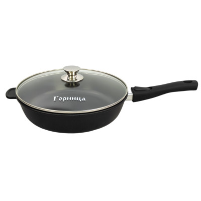 Сковорода алюминиевая 28 см съемная ручка стекл крышка под упак Универсальная Классик Горница