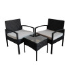 Мини фото Мебель пластиковая 40*40*40 см стол 58*59*72 см 2 стула до 120 кг подуш черный Ротанг Baizheng