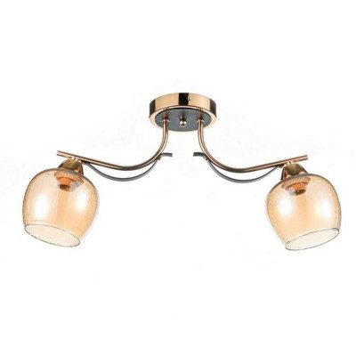 Люстра 2 плафона 54*13*27 см Е27 60Вт 9 м2 плафон стекло золото-черный Baizheng