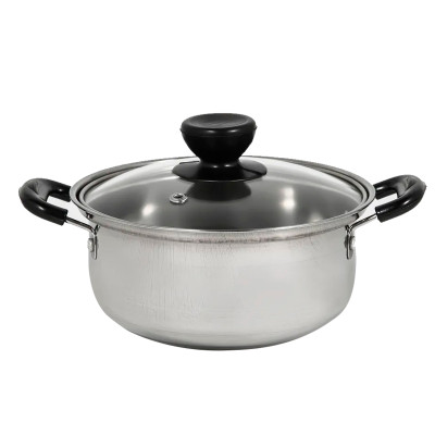Кастрюля нерж сталь 2,8 л 24 см стекл крышка пластик ручки стальной Promo Baizheng