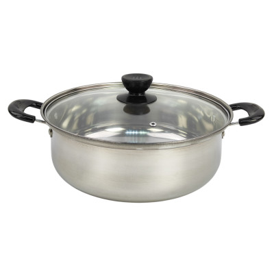 Кастрюля нерж сталь 4,2 л 28 см стекл крышка пластик ручки стальной Promo Baizheng