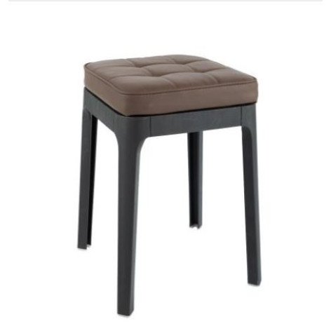 Табурет пластиковый 30*30*46 cм с мягким сиденьем черно-коричневый Baizheng