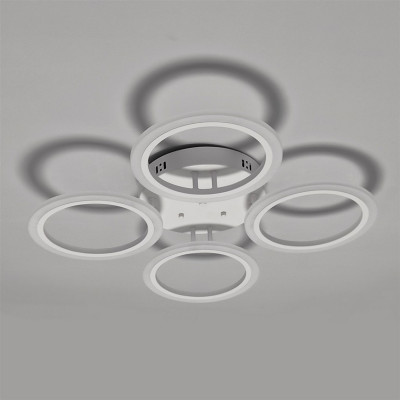 Люстра светодиодная 4 плафона 68,3*8 см 96Вт 3600LM 20м2 3 цвета прилож пульт белый Baizheng