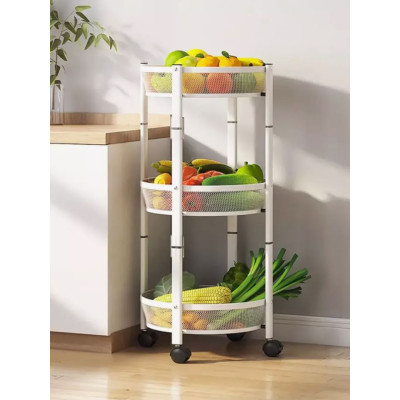Этажерка металлическая 3-х ярусная 35х35х90 см на колесах складная микс BZ-XN03 Baizheng