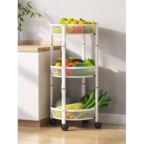 Этажерка металлическая 3-х ярусная 35х35х90 см на колесах складная микс BZ-XN03 Baizheng