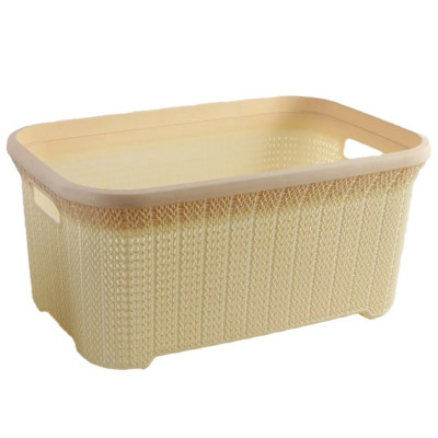 Корзина пластиковая 35 л 545х355х250 мм кремовый Вязаный узор Ddstyle
