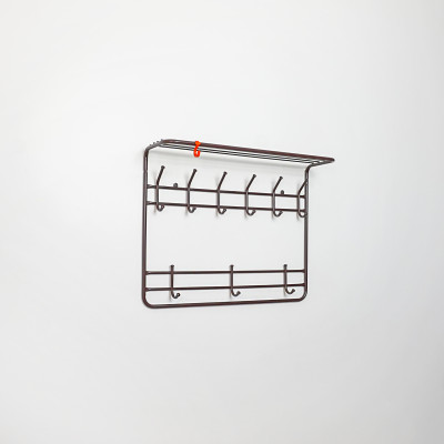 Вешалка металлическая настенная 73х58х22 см 9 крючков с полкой белый 80 ЗМИ