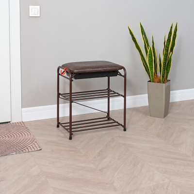 Подставка металлическая для обуви 3-х ярусная 45х30х48 см сиденье с ящиком белый Альфа 13 ЗМИ