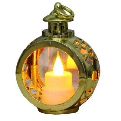 Сувенир новогодний светодиодный 8,5*12 см золото Горящая свеча Серпантин